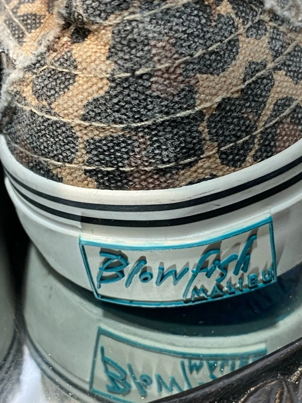 Blowfish Tan and Black Leopard Canvas Slip-On
